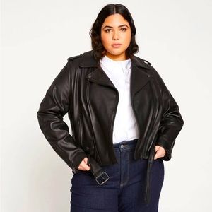 Universal Standard Leather Moto Jacket- size L